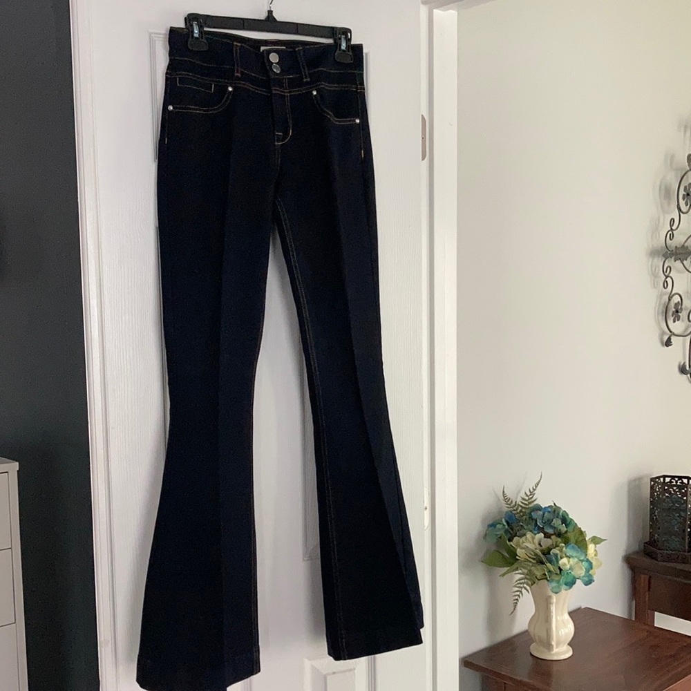 Designer Karen Millen Dark Denim Flare Jeans
